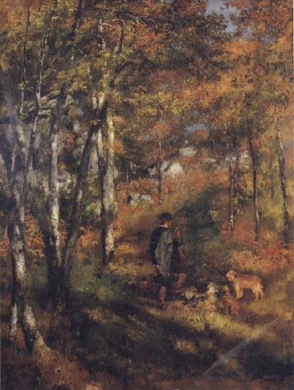 Pierre Renoir The Painter Jules Le Coeur walking his Dogs in the Forest of Fontainebleau France oil painting art